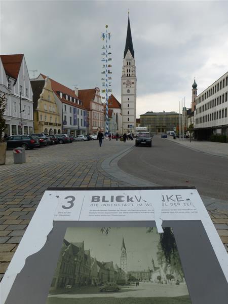 Blick zur Stadtpfarrkirche - früher und heute